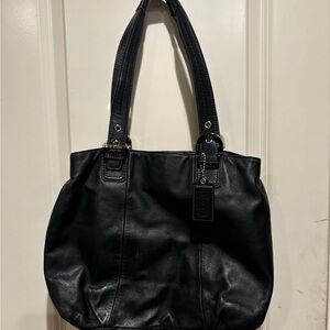 Coach Black Leather Tote Bag